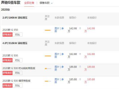 奔驰大g多少钱一辆 落地最低168.42万